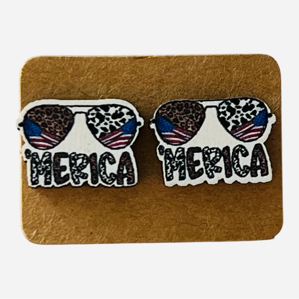 Earrings Sunglasses ‘merica Patriotic Sunnies USA America